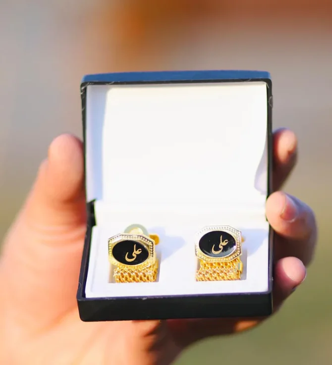 Gem Cufflink - Name Engraving Studs - Image 6